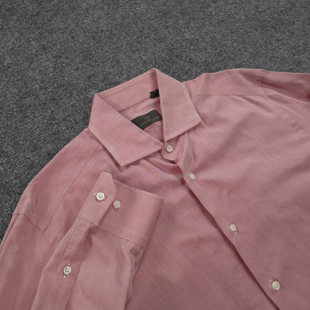 Hugo Boss Shirt Mens 16 34/35 Pink Boss Selection Walton Dress Long Sleeve